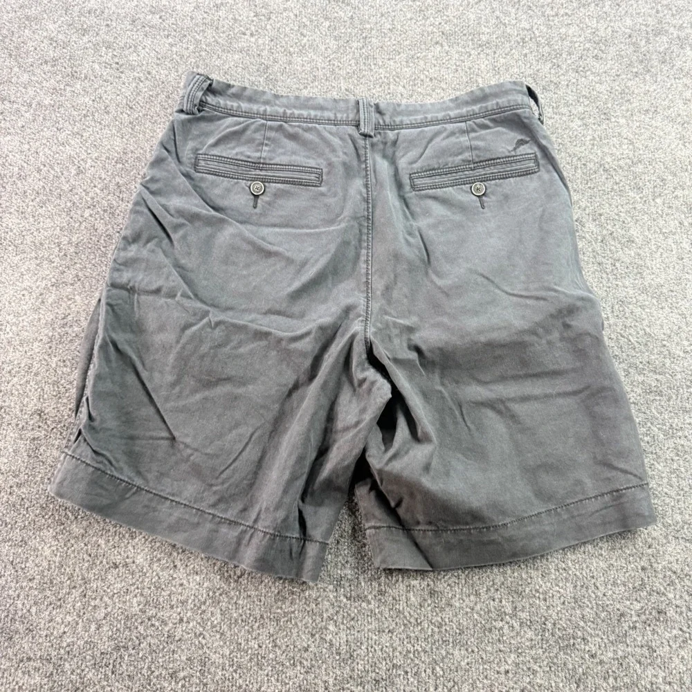 Tommy Bahama Boracay Shorts Mens 33 Charcoal Grey Cotton Tencel Chino Flat Front